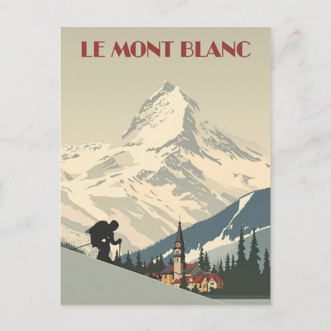 Mont Blanc Vintage Ski Postcard (Front)