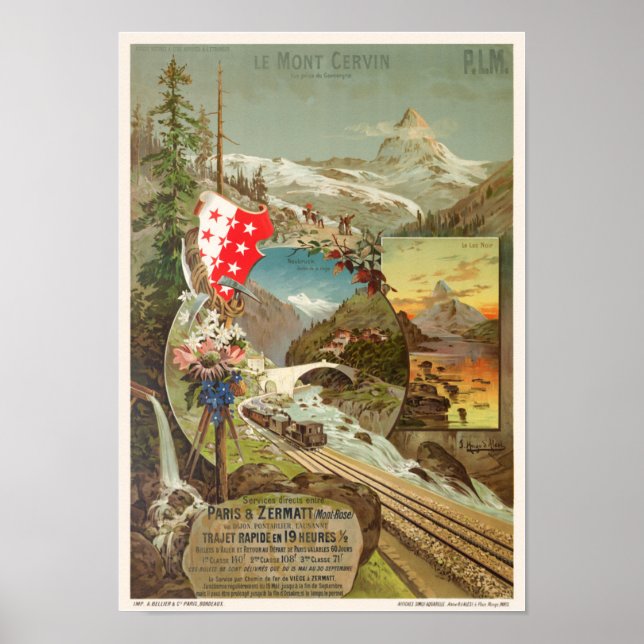 Mont Cervin Matterhorn Vintage Poster 1895 (Front)