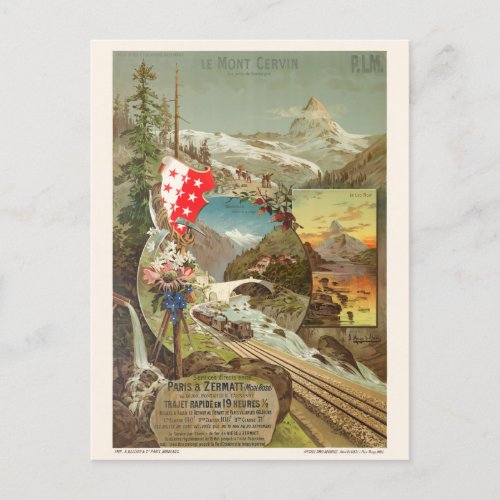 Mont Cervin Matterhorn Vintage Poster 1895 Postcard