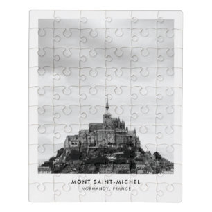 Mont Saint Michel Black and White Travel Photo Jigsaw Puzzle