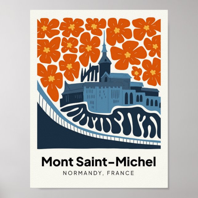 Mont Saint Michel France abstract travel floral Poster (Front)