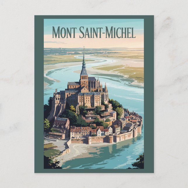 Mont-Saint-Michel France Illustration Travel Art Postcard (Front)
