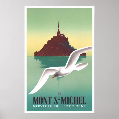 Mont Saint Michel France vintage travel Poster