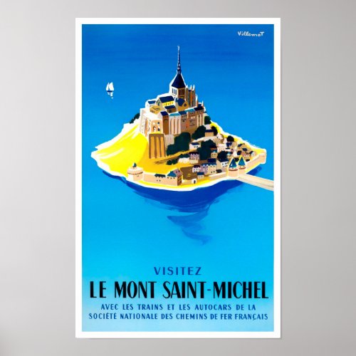 Mont Saint Michel France vintage travel Poster