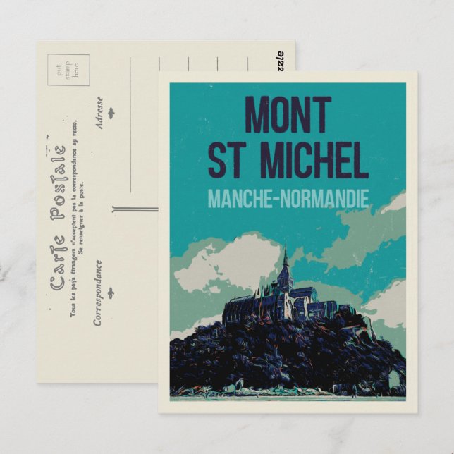 Mont Saint Michel illustration France Postcard (Front/Back)