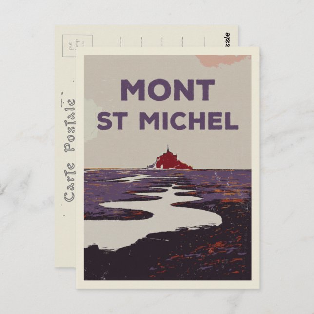 Mont Saint Michel illustration France Postcard (Front/Back)