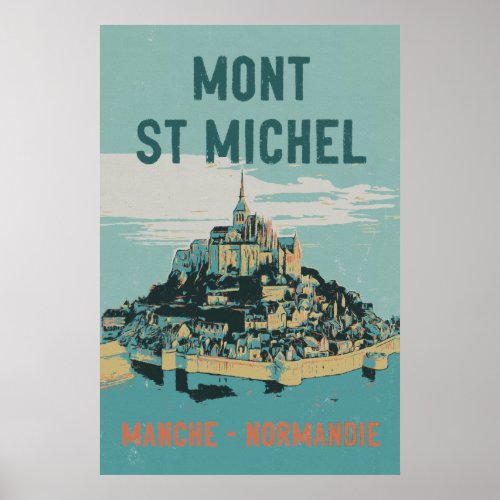 Mont Saint Michel illustration France Poster