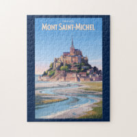 Mont Saint Michel Illustration Travel Art Vintage