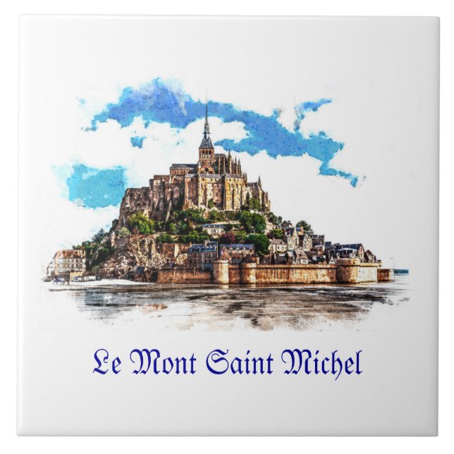 Mont Saint Michel in Normandy, France. Ceramic Tile (Front)