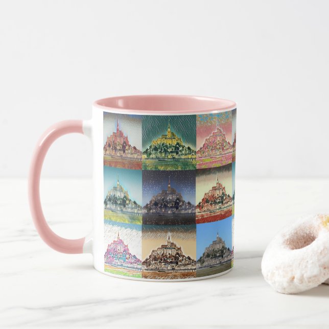 Mont Saint Michel, Normandy, France Collage Mug (With Donut)