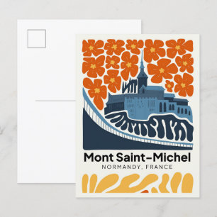 Mont Saint Michel Normandy France travel floral Postcard