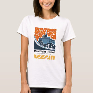 Mont Saint Michel Normandy France travel floral T-Shirt