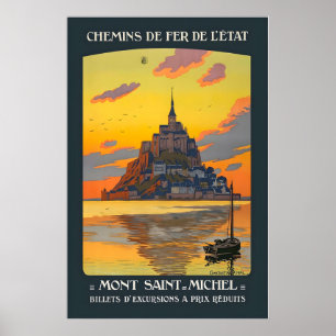 Mont-Saint-Michel Normandy France Vintage Travel Poster
