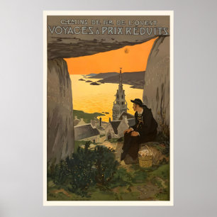 Mont-Saint-Michel Normandy France Vintage Travel Poster