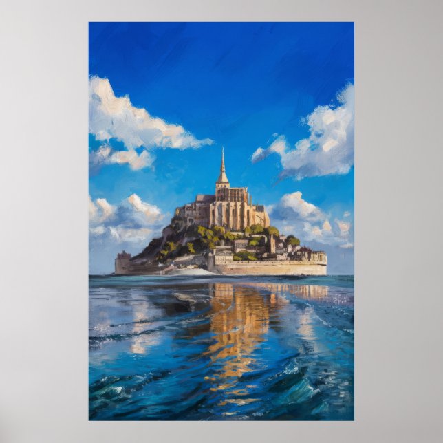 Mont Saint-Michel Oil Painting in Broad Daylight Poster (Front)