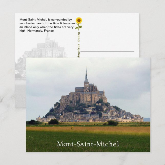 Mont-Saint-Michel Riverbank View, Normandy, France Postcard (Front/Back)
