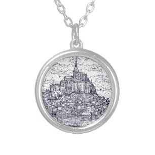 mont saint-michel silver plated necklace