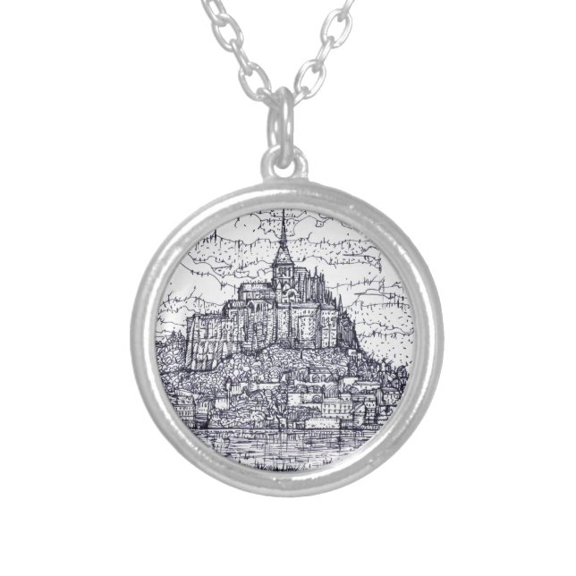 mont saint-michel silver plated necklace (Front)