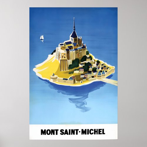 Mont Saint-Michel Travel Poster Vintage Normandy