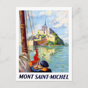 Mont Saint-Michel, view from the boat. Vintage Postcard