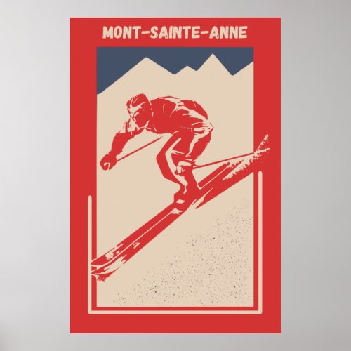 Mont Sainte Anne Quebec Canada Ski Vintage Poster