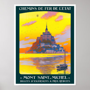 Mont St. Michel France vintage travel Poster