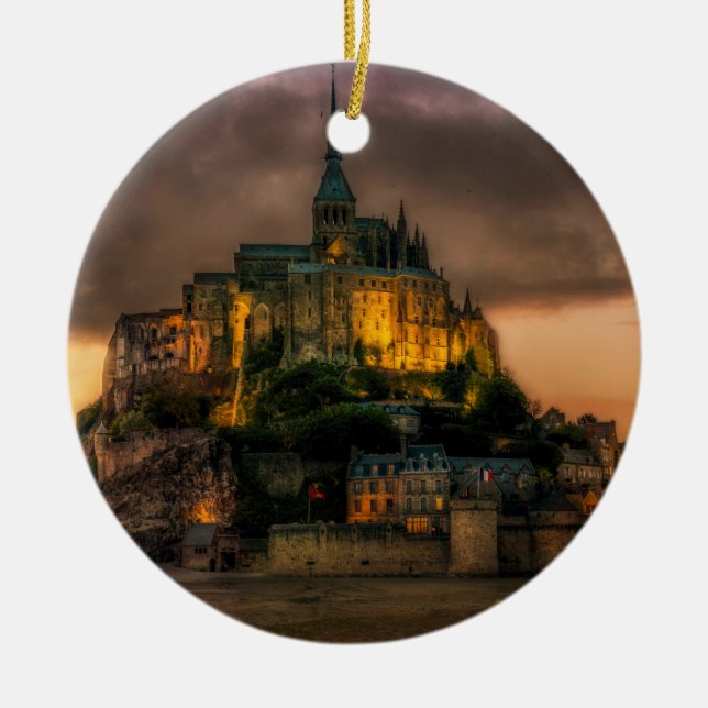 Mont St Michel Island Church Normandy Ceramic Ornament (Front)