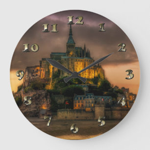 Mont St Michel Island Church Normandy Large Clock