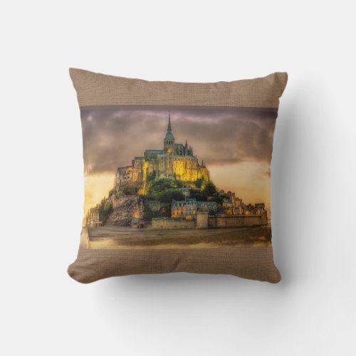 Mont St Michel Normandy France Brown Pillow