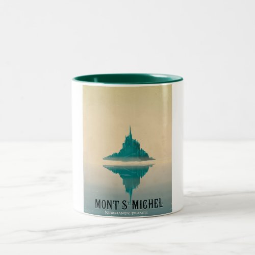mont st michel vintage Travel poster Two_Tone Coffee Mug