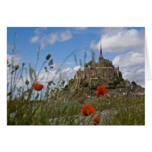 Mont St Michele through the poppies Cards (Front Horizontal)