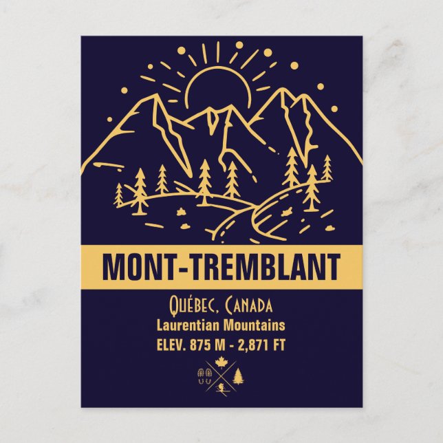 Mont-Tremblant, Canada Québec Minimalist Mountain Postcard (Front)