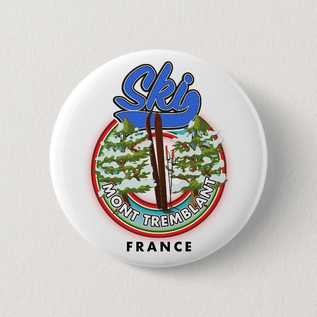 Mont Tremblant France ski travel poster Button (Front)