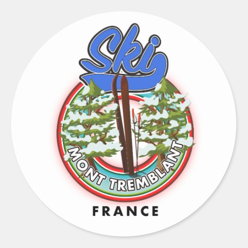 Mont Tremblant France ski travel poster Classic Round Sticker
