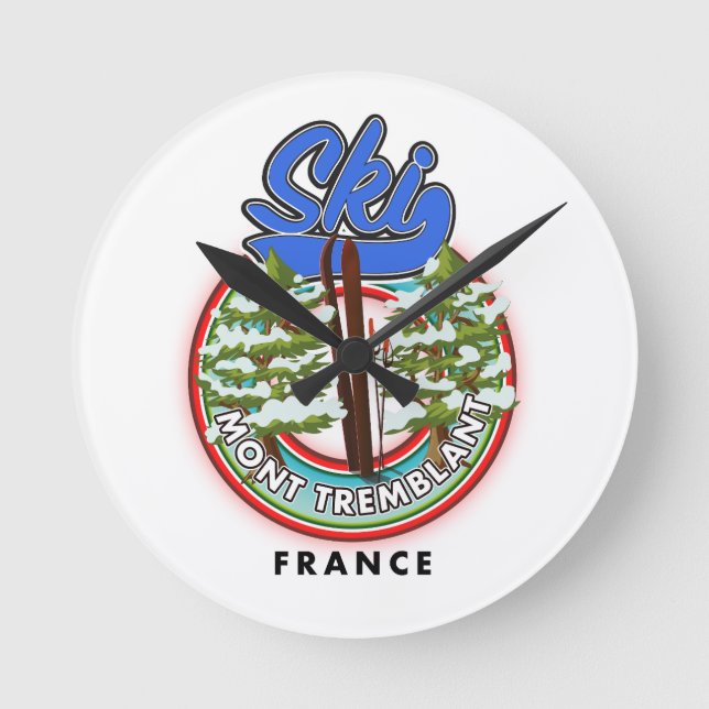 Mont Tremblant France ski travel poster Round Clock (Front)