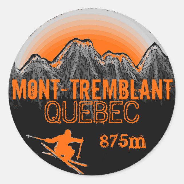 Mont Tremblant Quebec orange ski art stickers (Front)