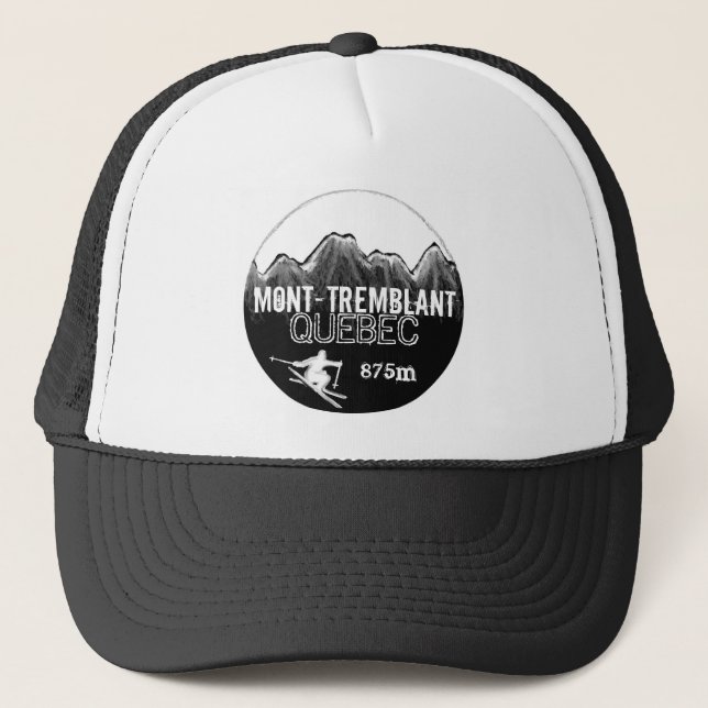 Mont Tremblant Quebec ski black white hat (Front)