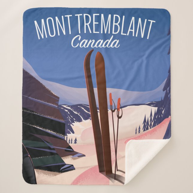 Mont Tremblant Ski Canada Sherpa Blanket (Front)