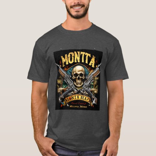Monta Beach Ride or Die Biker Skull T_Shirt