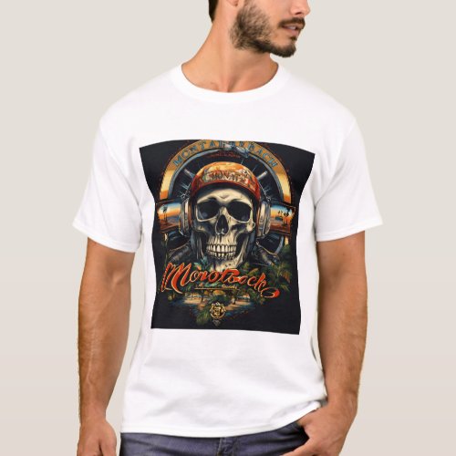 Montabeach Bikers Skull Fusion of Realism and Fa T_Shirt