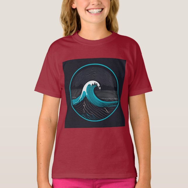 Montabeach Minimalist Ocean Wave Logo Design T-Shirt (Front)