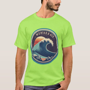 Montabeach Minimalist Ocean Wave Surfing Logo  T-Shirt