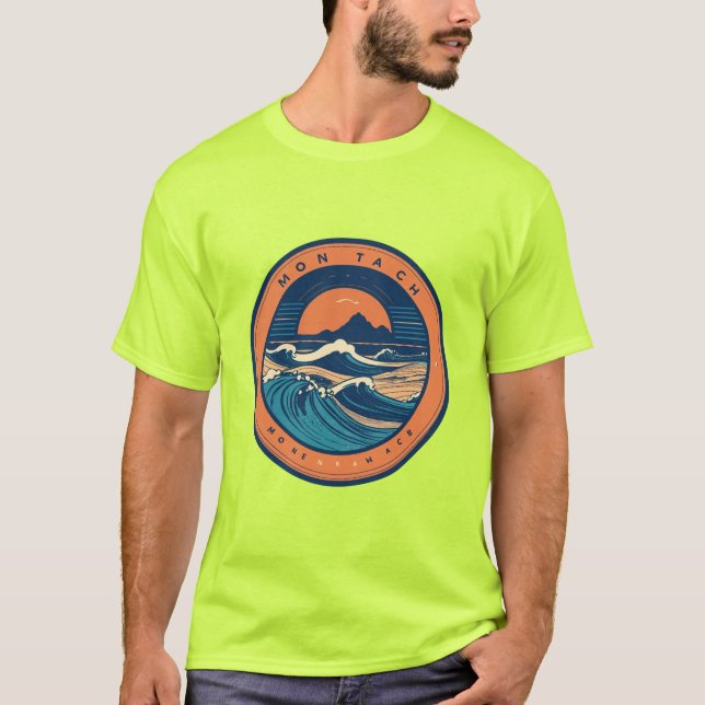 Montabeach Minimalist Ocean Wave Surfing Logo T-Shirt (Front)