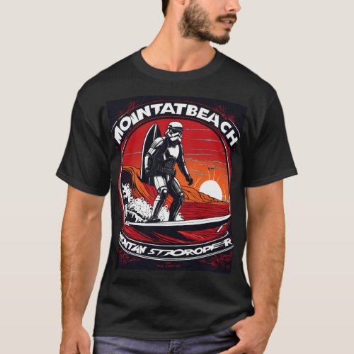 Montabeach Surfer Trooper in Space T_Shirt