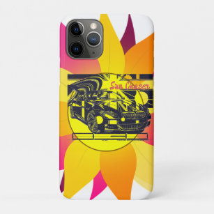 montage ink drawing - sports car the centerpiece. iPhone 11 pro case