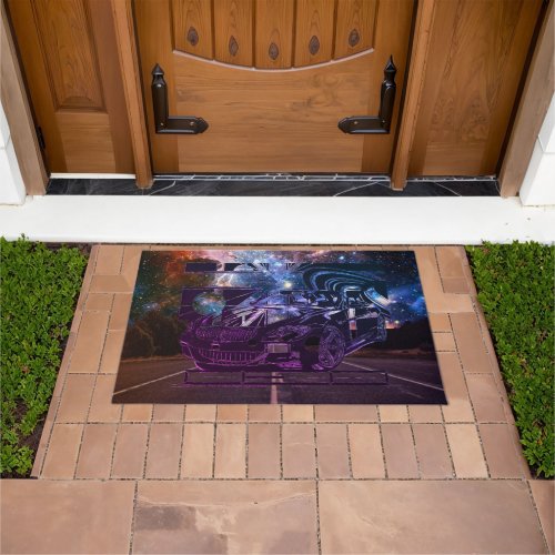 montage ink drawing _ sports car the centerpiece doormat