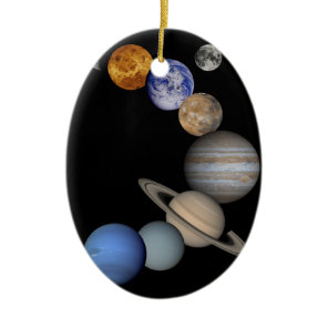 Montage of Planets in Space Ceramic Ornament