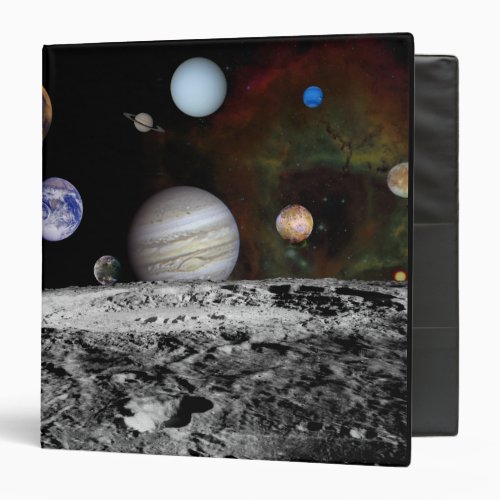 Montage of the planets and Jupiters moons 3 Ring Binder