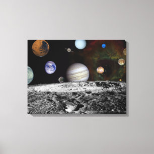 Montage of the planets and Jupiter's moons Canvas Print