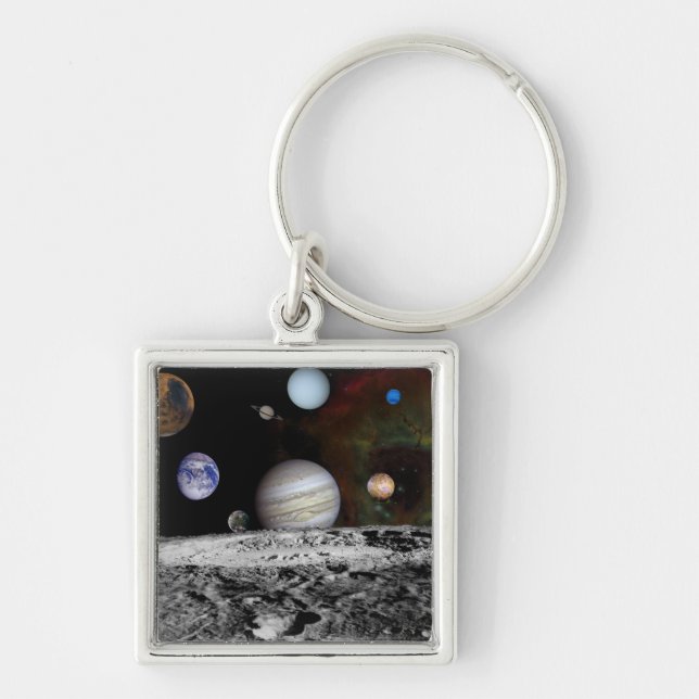 Montage of the planets and Jupiter's moons Keychain (Front)